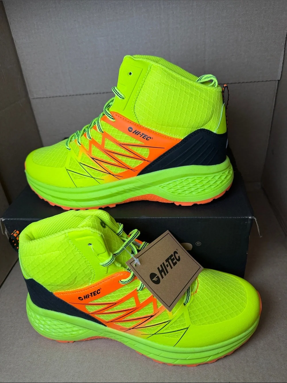 Hi-Tec Men’s Neon Green & Orange High-Top Sneakers